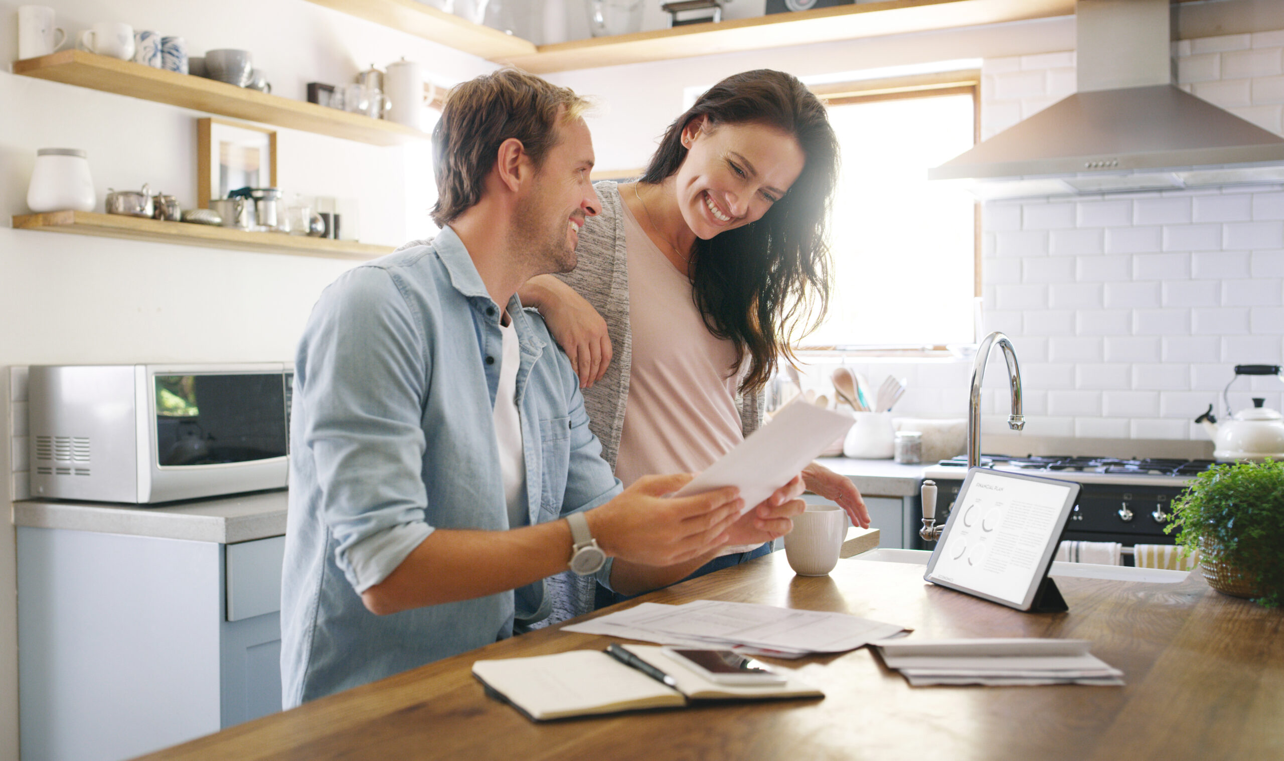 couple doing financial management at home